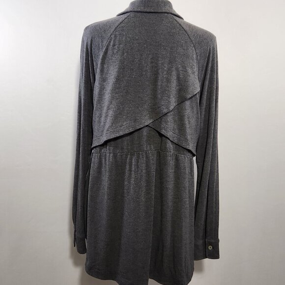 Soft Surroundings Size M Button Up Tunic Shirt Jersey Knit Cool Breeze Gray - Picture 10 of 15